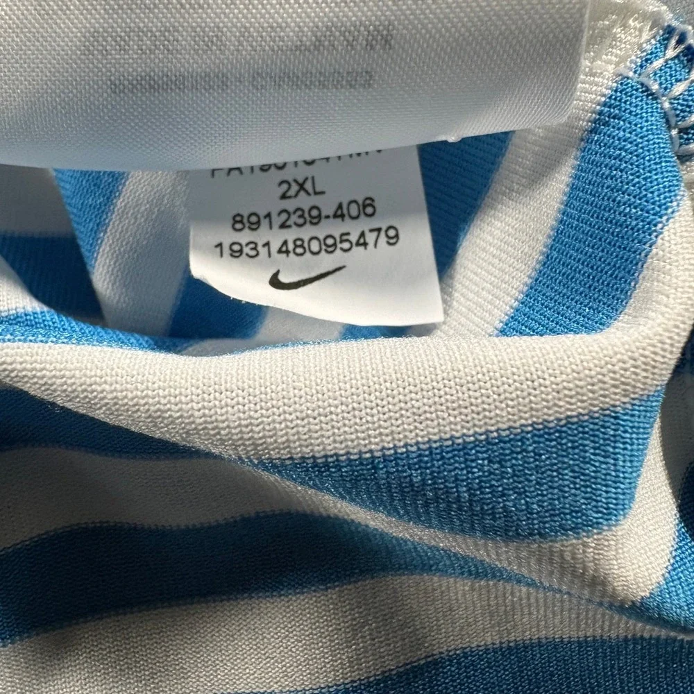 Nike Golf Polo Shirt Mens 2XL Blue White Striped Dri-FIT 891239-406